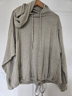 Heather Gray Oversized Drawstring Hoodie Pullover